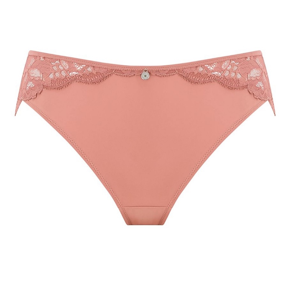 Fantasie Reflect Lace Trim Brief Panty in Sunset warm peach size small
